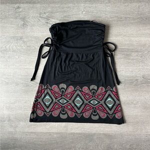 Vintage 90s Guess black strapless tube top Y2K McBling Geometric